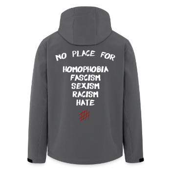 No Place For Homophobia fascism sexism racism hate - Recycelte Männer Softshell-Jacke von Stanley/Stella - Anthrazit - Hinten - AI Model Male 185 light (185cm)