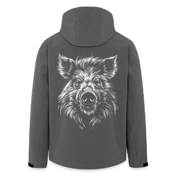 Wildschwein Portrait Eber Wildtier Waldtier - Recycelte Männer Softshell-Jacke von Stanley/Stella - Anthrazit - Hinten - AI Model Male 185 light (185cm)