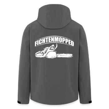 HOLZ SÄGE KETTENSÄGE GESCHENK WALD FÖRSTER BERUF - Recycelte Männer Softshell-Jacke von Stanley/Stella - Anthrazit - Hinten - AI Model Male 185 light (185cm)
