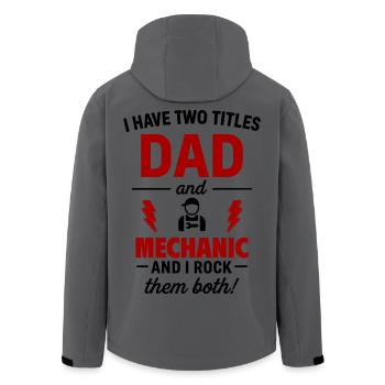 Dad and Mechanic – I Rock Both Tracks - Men’s Recycled Softshell Jacket by Stanley/Stella - anthracite - Back - AI Model Male 185 light (185cm)
