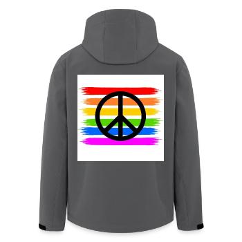 Peacezeichen auf LGBT Regenbogenfahne - Recycelte Männer Softshell-Jacke von Stanley/Stella - Anthrazit - Hinten - AI Model Male 185 light (185cm)
