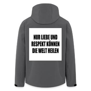 nur liebe und respekt können die welt heilen - Recycelte Männer Softshell-Jacke von Stanley/Stella - Anthrazit - Hinten - AI Model Male 185 light (185cm)