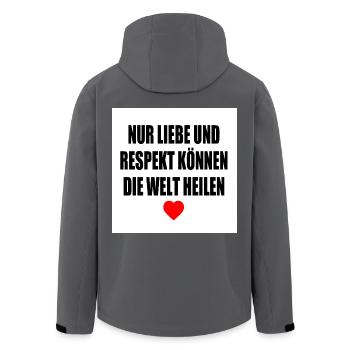nur liebe und respekt können die welt heilen - Recycelte Männer Softshell-Jacke von Stanley/Stella - Anthrazit - Hinten - AI Model Male 185 light (185cm)