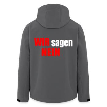 Wir sagen nein - Recycelte Männer Softshell-Jacke von Stanley/Stella - Anthrazit - Hinten - AI Model Male 185 light (185cm)