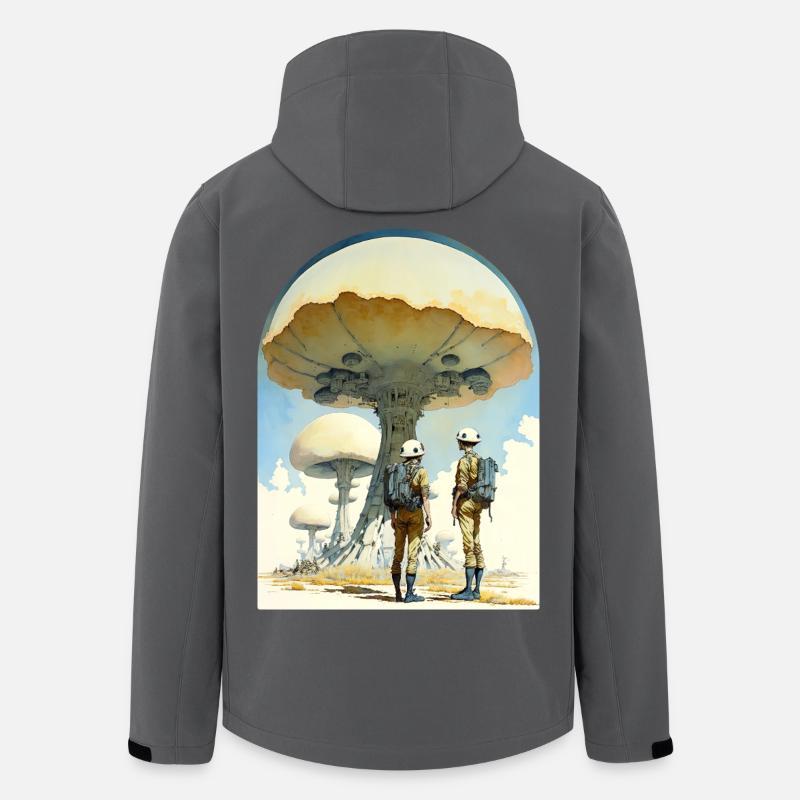 Mushroom Digital Space Art 70s - Men’s Recycled Softshell Jacket by Stanley/Stella - anthracite