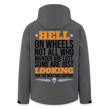 Hell On Wheels – Gas Station Biker - Recycelte Männer Softshell-Jacke von Stanley/Stella - Anthrazit - Hinten - AI Model Male 185 light (185cm)