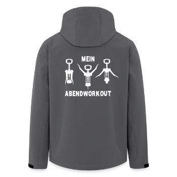 Mein Abendworkout Wein Korkenzieher Geschenk Wein - Recycelte Männer Softshell-Jacke von Stanley/Stella - Anthrazit - Hinten - AI Model Male 185 light (185cm)