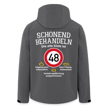 48. Geburtstag Schonend Behandeln 48 Alte Kiste 48 - Recycelte Männer Softshell-Jacke von Stanley/Stella - Anthrazit - Hinten - AI Model Male 185 light (185cm)