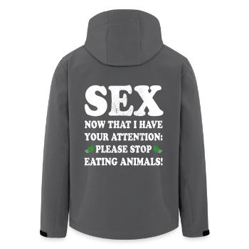 Sex Now I Have Your Attention Stop Eating Animals - Recycelte Männer Softshell-Jacke von Stanley/Stella - Anthrazit - Hinten - AI Model Male 185 light (185cm)