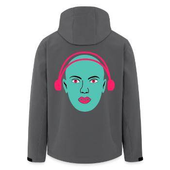 Frau hört Musik - Recycelte Männer Softshell-Jacke von Stanley/Stella - Anthrazit - Hinten - AI Model Male 185 light (185cm)