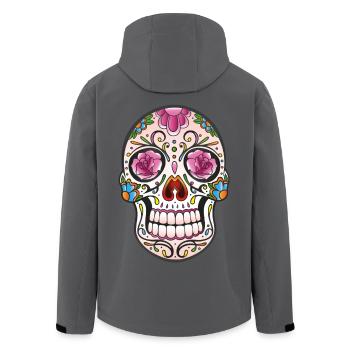 Mexican Sugar Skull, day of the dead - Men’s Recycled Softshell Jacket by Stanley/Stella - anthracite - Back - AI Model Male 185 light (185cm)