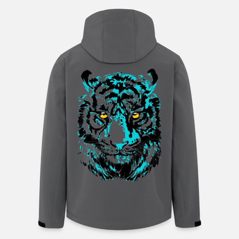 Tigerkopf - Bunter Tiger - Wildkatze Raubtier - Recycelte Männer Softshell-Jacke von Stanley/Stella - Anthrazit