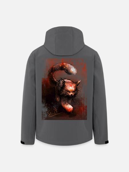 Schleichender Roter Luchs [Handgemalt] - Recycelte Männer Softshell-Jacke von Stanley/Stella - Anthrazit
