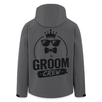 Groom Crew Krone Design - Recycelte Männer Softshell-Jacke von Stanley/Stella - Anthrazit - Hinten - AI Model Male 185 light (185cm)