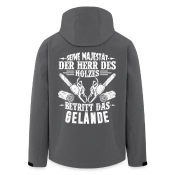 HERR DES HOLZES / HOLZ / KETTENSÄGE - Recycelte Männer Softshell-Jacke von Stanley/Stella - Anthrazit - Hinten - AI Model Male 185 light (185cm)
