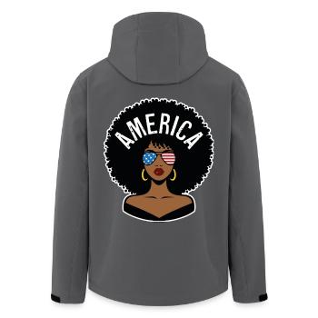 Amerika Afro - Recycelte Männer Softshell-Jacke von Stanley/Stella - Anthrazit - Hinten - AI Model Male 185 light (185cm)