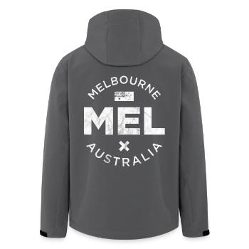MEL, Melbourne Australien - Recycelte Männer Softshell-Jacke von Stanley/Stella - Anthrazit - Hinten - AI Model Male 185 light (185cm)