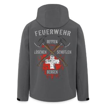 Retten Löschen Bergen Schützen - Recycelte Männer Softshell-Jacke von Stanley/Stella - Anthrazit - Hinten - AI Model Male 185 light (185cm)