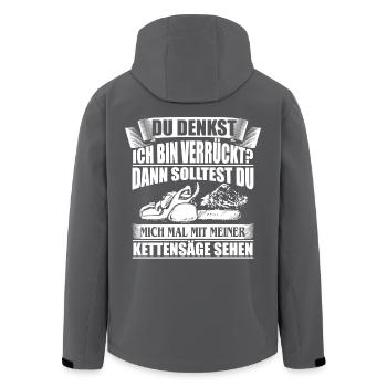 HOLZ SÄGE KETTENSÄGE GESCHENK WALD FÖRSTER BERUF - Recycelte Männer Softshell-Jacke von Stanley/Stella - Anthrazit - Hinten - AI Model Male 185 light (185cm)
