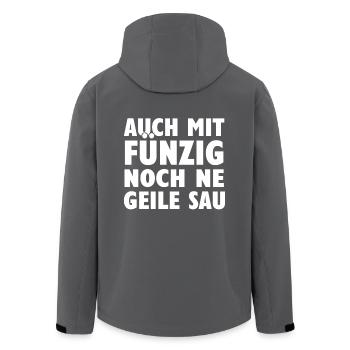 Auch mit 50 noch Geile Sau - Recycelte Männer Softshell-Jacke von Stanley/Stella - Anthrazit - Hinten - AI Model Male 185 light (185cm)