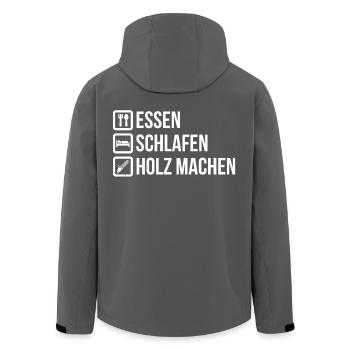 HOLZ / WALD / KETTENSÄGE / FÖRSTER / HOLZFÄLLER / - Recycelte Männer Softshell-Jacke von Stanley/Stella - Anthrazit - Hinten - AI Model Male 185 light (185cm)