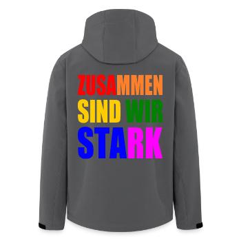 zusammen sind wir stark - Recycelte Männer Softshell-Jacke von Stanley/Stella - Anthrazit - Hinten - AI Model Male 185 light (185cm)