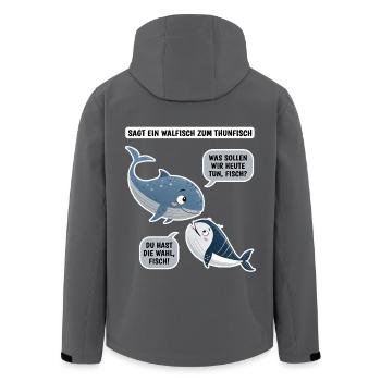 Sagt ein Walfisch zum Thunfisch - Recycelte Männer Softshell-Jacke von Stanley/Stella - Anthrazit - Hinten - AI Model Male 185 light (185cm)