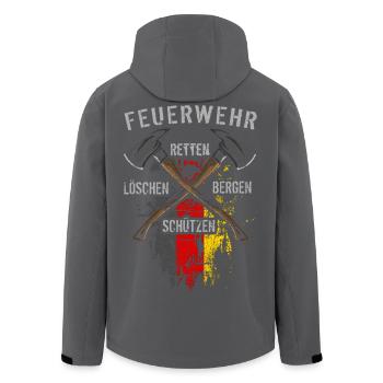 Retten Löschen Bergen Schützen - Recycelte Männer Softshell-Jacke von Stanley/Stella - Anthrazit - Hinten - AI Model Male 185 light (185cm)