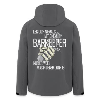 Leg Dich Niemals Mit Einem Barkeeper An Bartender - Recycelte Männer Softshell-Jacke von Stanley/Stella - Anthrazit - Hinten - AI Model Male 185 light (185cm)