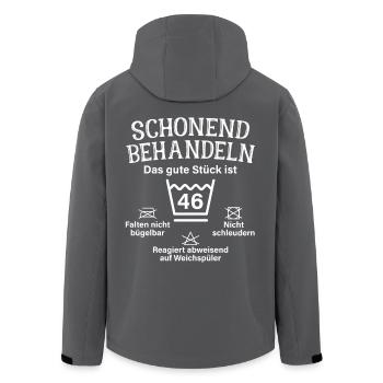 Schonend Behandeln 46 Geschenk Zum 46. Geburtstag - Recycelte Männer Softshell-Jacke von Stanley/Stella - Anthrazit - Hinten - AI Model Male 185 light (185cm)