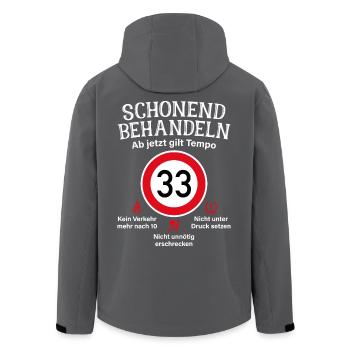 33. Geburtstag Schonend Behandeln 33 Tempolimit 33 - Recycelte Männer Softshell-Jacke von Stanley/Stella - Anthrazit - Hinten - AI Model Male 185 light (185cm)