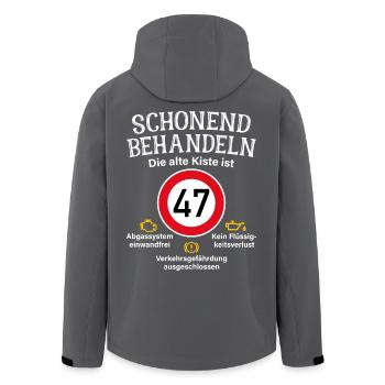 47. Geburtstag Schonend Behandeln 47 Alte Kiste 47 - Recycelte Männer Softshell-Jacke von Stanley/Stella - Anthrazit - Hinten - AI Model Male 185 light (185cm)