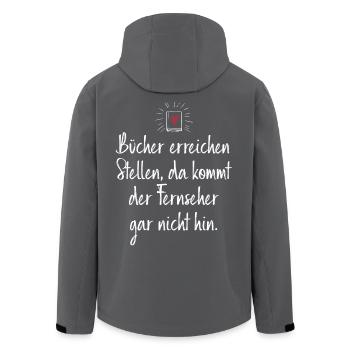 Bücher Erreichen Stellen Da Kommt TV Gar Nicht Hin - Recycelte Männer Softshell-Jacke von Stanley/Stella - Anthrazit - Hinten - AI Model Male 185 light (185cm)