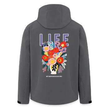 Leben Blumen - Recycelte Männer Softshell-Jacke von Stanley/Stella - Anthrazit - Hinten - AI Model Male 185 light (185cm)