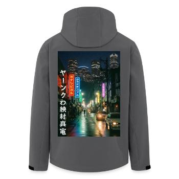 Neonlicht Nachtstadt Szenen - Recycelte Männer Softshell-Jacke von Stanley/Stella - Anthrazit - Hinten - AI Model Male 185 light (185cm)