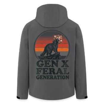 Vintage Raccoon Gen X Feral Generation - Men’s Recycled Softshell Jacket by Stanley/Stella - anthracite - Back - AI Model Male 185 light (185cm)
