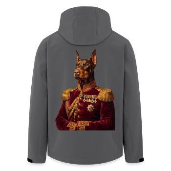 Dobermann Portrait: Der Königliche General - Recycelte Männer Softshell-Jacke von Stanley/Stella - Anthrazit - Hinten - AI Model Male 185 light (185cm)