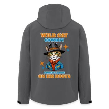 Wildkatze Cowboy landet immer auf seinen Stiefeln - Recycelte Männer Softshell-Jacke von Stanley/Stella - Anthrazit - Hinten - AI Model Male 185 light (185cm)
