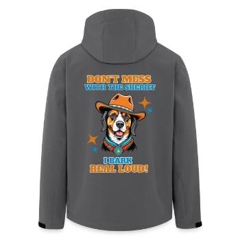Leg dich nicht mit dem Sheriff an, ich belle ganz laut - Recycelte Männer Softshell-Jacke von Stanley/Stella - Anthrazit - Hinten - AI Model Male 185 light (185cm)
