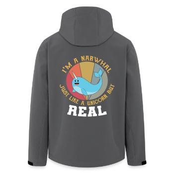Narwal T-Shirt ich bin ein Narwal wie ein Einhorn - Recycelte Männer Softshell-Jacke von Stanley/Stella - Anthrazit - Hinten - AI Model Male 185 light (185cm)