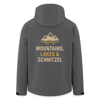 Berge, Seen & Schnitzel - Recycelte Männer Softshell-Jacke von Stanley/Stella - Anthrazit - Hinten - AI Model Male 185 light (185cm)