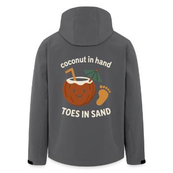 Kokosnuss in der Hand – Zehen im Sand - Recycelte Männer Softshell-Jacke von Stanley/Stella - Anthrazit - Hinten - AI Model Male 185 light (185cm)