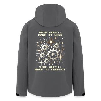 Main Quest Feinmechanik Perfekt Pixel - Recycelte Männer Softshell-Jacke von Stanley/Stella - Anthrazit - Hinten - AI Model Male 185 light (185cm)