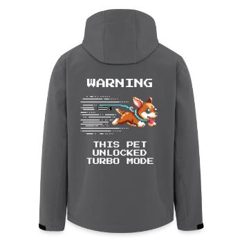 Achtung: Turbo-Tier aktiv | Tierheim Energie Level - Recycelte Männer Softshell-Jacke von Stanley/Stella - Anthrazit - Hinten - AI Model Male 185 light (185cm)