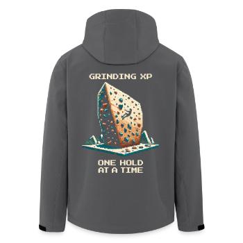 XP Grind: Griff für Griff | Bouldern Pixel Art - Recycelte Männer Softshell-Jacke von Stanley/Stella - Anthrazit - Hinten - AI Model Male 185 light (185cm)