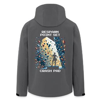 Respawn: Crashpad | Bouldern Pixel Art - Recycelte Männer Softshell-Jacke von Stanley/Stella - Anthrazit - Hinten - AI Model Male 185 light (185cm)