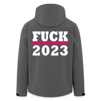 Fuck 2023 - Recycelte Männer Softshell-Jacke von Stanley/Stella - Anthrazit - Hinten - AI Model Male 185 light (185cm)