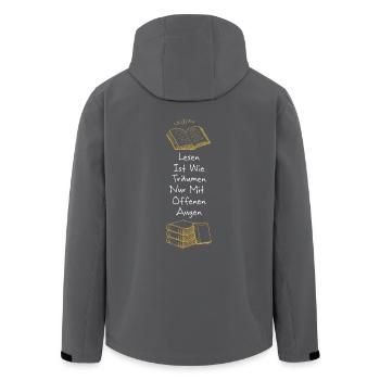 Buch - Bücher lesen - Recycelte Männer Softshell-Jacke von Stanley/Stella - Anthrazit - Hinten - AI Model Male 185 light (185cm)