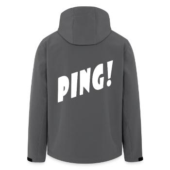 Ping! - Schwarz/Black - Partner/Duo Look - Pong! - Recycelte Männer Softshell-Jacke von Stanley/Stella - Anthrazit - Hinten - AI Model Male 185 light (185cm)