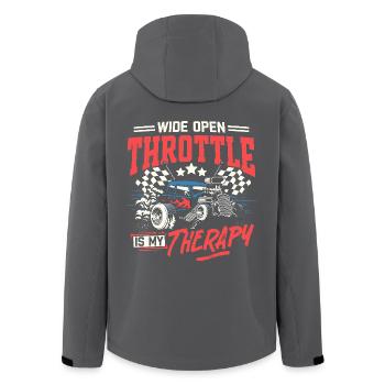 Vollgas ist meine Therapie Drag Racing Car - Recycelte Männer Softshell-Jacke von Stanley/Stella - Anthrazit - Hinten - AI Model Male 185 light (185cm)